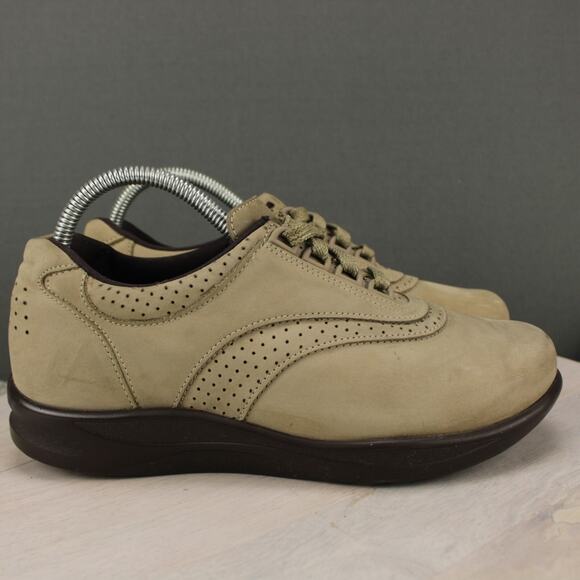 SAS Shoes - SAS Walking Shoes Lace Up Comfort Womens 8 Wide Tan Leather Suede